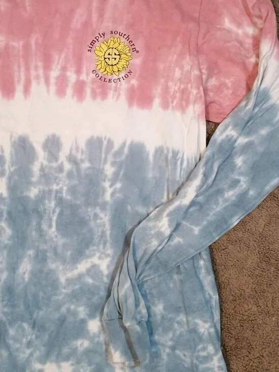 Simply Southern/Long Sleeve Shirt/Women Medium Tie Dye Carpe Diem Preppy Casual - Picture 6 of 8